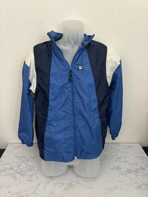 Chaqueta De Colección Wilson Cremallera Completa Niños Jóvenes Talla XL 12/14 Azul Nylon Forrado Colorblock E1 Foto 1 de 4