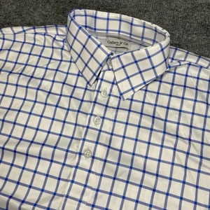 Camisa polo pequeña a cuadros azul cuello de vestir Collars & Co para hombre - Imagen 1 de 9