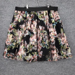 Gonna Torrid donna 2 US 2X Plus nera skater tulle floreale chiffon mini pull on - Foto 1 di 11