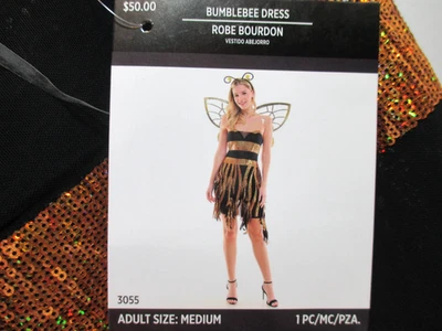 NEW Bumblebee Flapper Dress Sequin Costume Adult Women Size Medium for Halloween - Image 1 of 3