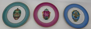 Veritable Porcelaine Plate Email de Limoges Dessert Faberge Egg 7.5”  3 Dish Set - Picture 1 of 16
