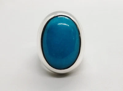 925 Sterling Silber Türkis Lab Created Edelstein Cocktail Ring Handarbeit Ring - Bild 1 von 4