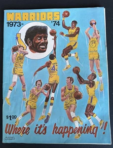Programa de baloncesto de la NBA Golden State Warriors vs New York Knicks 1974 de colección - Imagen 1 de 3