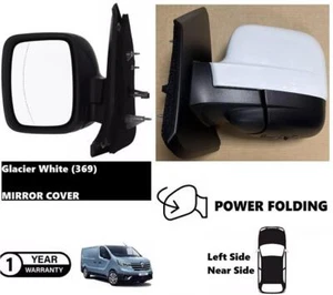 Fits Renault Trafic 2022 Onwards Left Electric Power Folding Mirror White Color - Picture 1 of 11