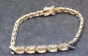 Brazalete Tenis Vintage Plata de Ley 925 Tono Oro 7.5" con Seguridad (400) - Imagen 1 de 4