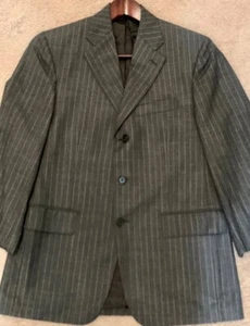 FACONNABLE Men's Italian Dark Grey Suit pleated cuffed pants US Sz 34/Ital 50 - Picture 1 of 4