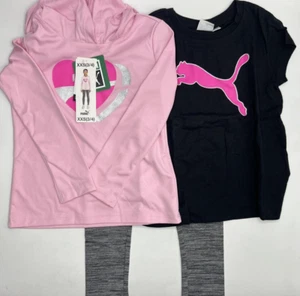 Girls Size XXS (3/4) 3-Piece Puma Outfit Hooded Shirt, Short-Sleeve Tee & Pants  - Picture 1 of 7