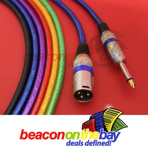 3m Microphone Lead Cable XLR Male to 1/4" Jack Mono Australian Made 6 colours - Picture 1 of 5