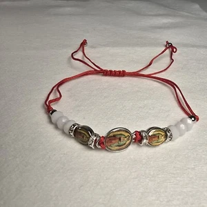 Virgin Mary Adjustable Bracelet Virgen De Guadalupe Pulsera White Peace - Picture 1 of 10