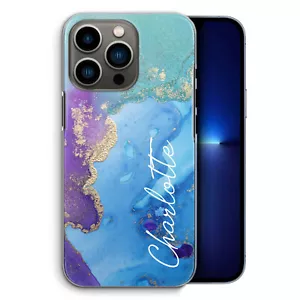 Personalised Phone Case For Motorola/OnePlus 7,8  Blue Purple Marble Hard Cover - Picture 1 of 10