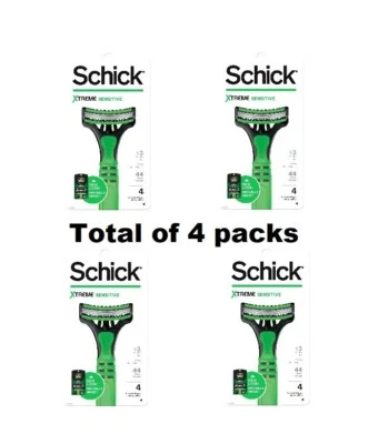 Schick Xtreme 3-Blade Sensitive Men's Disposable Razors, 4 Ct, Aloe Comfort New - Image 1 of 4