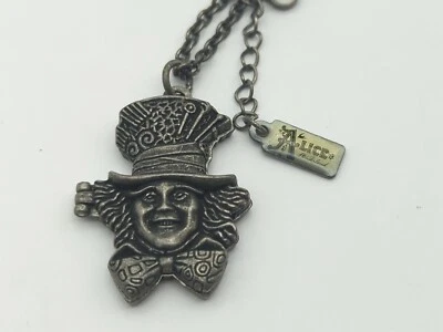 Vintage Disney Alice in Wonderland Chain Necklace Mad Hetter Locket FE426 - Image 1 of 4