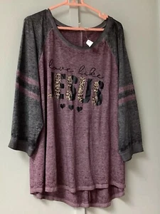Cato Graphic Tee Shirt Womens Plus Size 18 20 Love Like Jesus Gray Light NWOT - Picture 1 of 22