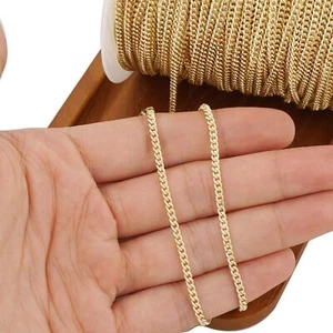 6 feet 2.7 * 3.5mm 14K Gold Filled Curb Chain, Hip Hop Style Chain, DIY Chain - Picture 1 of 3