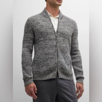 NEIMAN MARCUS CASHMERE $585 Men's Cashmere Cardigan Grey Full Zip Color Medium - Image 1 of 4