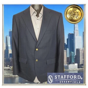 Stafford Cappotto Sportivo Blazer Uomo 42R Navy Bottone Oro Singolo Ventilato - Foto 1 di 10
