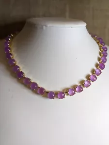 Natural Lavender Purple Jade Necklace In 14 Gold Plated - Picture 1 of 6