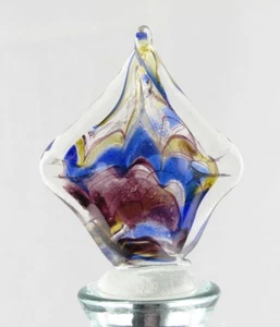 Blue Gold Purple Multi-colored Square Art Glass Metal Bottle Topper NEW wine oil - Picture 1 of 2