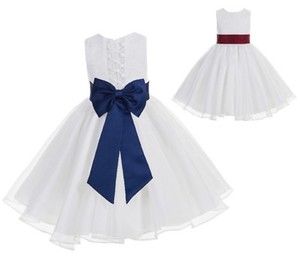 White Flower Girl Dress Wedding Dress Communion Dress Organza Lace Dress Baptism