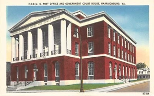 Post Office & Government Court House Postcard Virginia Harrisonburg - Picture 1 of 2