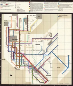 1972 Metro de la ciudad de Nueva York Mapa de trenes Massimo Vignelli sistema de carteles de impresión artística - Imagen 1 de 2