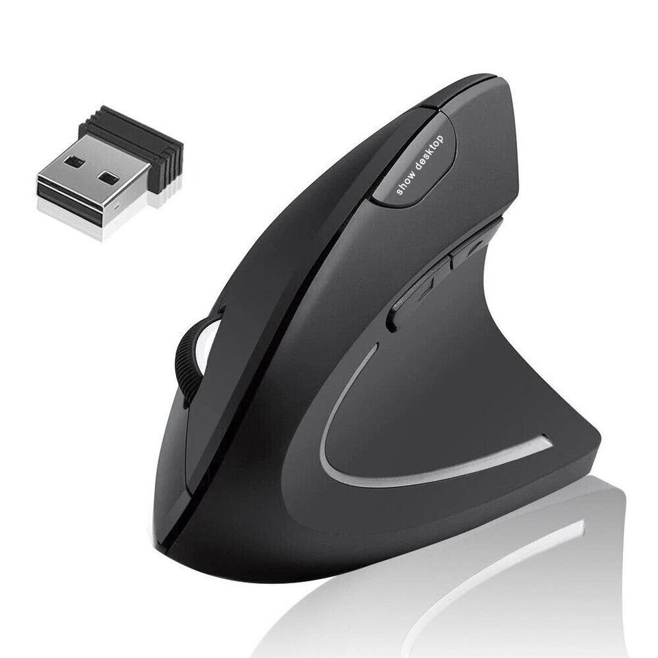 2.4G Wireless Vertical Ergonomic Optical Mouse USB receiver And Mouse Pad with - Image 1 of 1