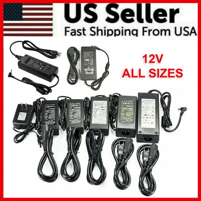 12V 1A 2A 3A 5A 6A 8A 10A Power Supply AC to DC Adapter 5050 LED STRIP LIGHT USA - Image 1 of 4