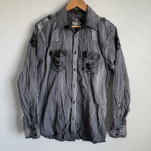 Roar Strength Refined Black Button Up Long Sleeve Shirt Size Medium - Picture 1 of 8