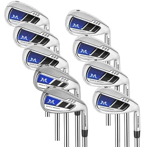 NEW MAZEL Iron Set 4-9 Pw Aw Sw 9pc RH Steel Shaft Stiff Men Golf Club - Picture 1 of 5