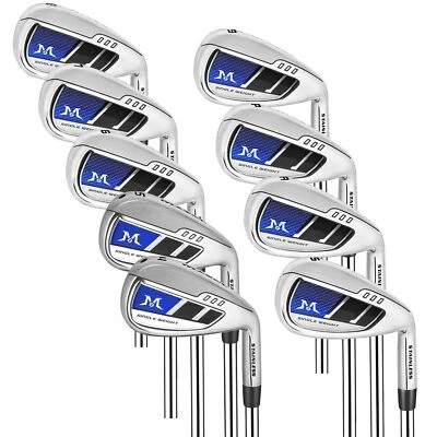 NEW MAZEL Iron Set 4-9 Pw Aw Sw 9pc RH Steel Shaft Stiff Men Golf Club - Image 1 of 4