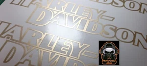 2x200mm wide Harley Davidson PREMIUM MATTE GOLD Tank Decal Clear Transfer F100 - Picture 1 of 1