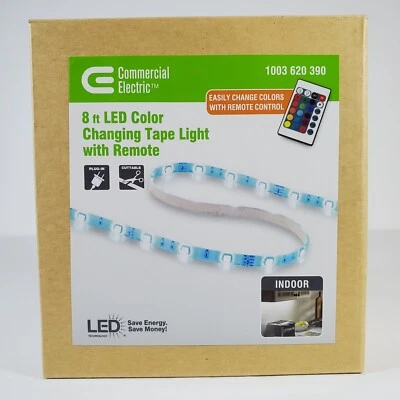 Commercial Electric 8ft Indoor LED Color Changing Tape Light Plug-In w/ Remote - Image 1 of 4