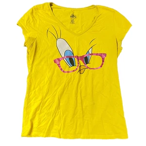 Loony Tunes Shirt Youth Girls XL Extra Large Yellow Short Sleeve Tweety Bird - Picture 1 of 7