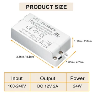 24W 12V DC Transformer Driver Power Supply for LED Strip G4/MR11/MR16 Light Bulb - Picture 1 of 7