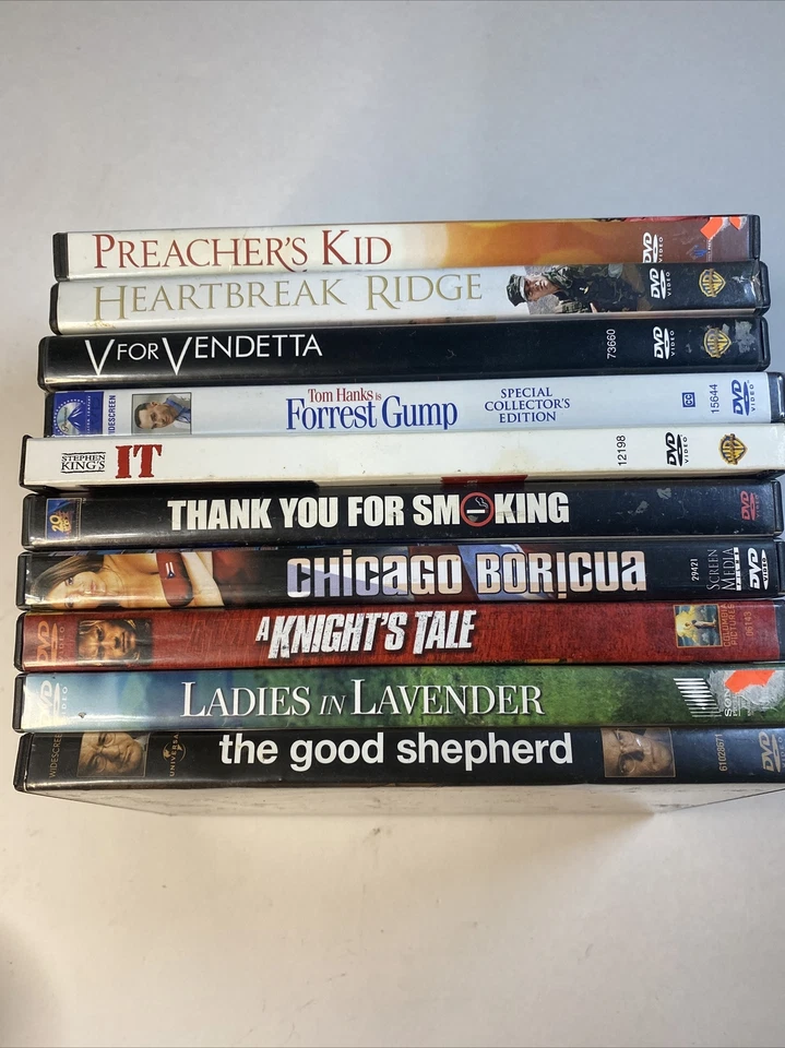 10 DVD LOT V For Vendetta, Forrest Gump, It, A Knights Tale And More - Image 1 of 1