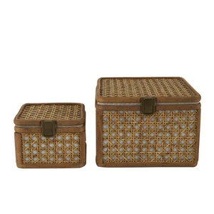 Rattan Handmade Decorative Box Woven Rattan Decorative Keepsake Boxes with Br... - Bild 1 von 9