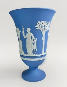 Vaso vintage Wedgwood diaspro piedistallo arcadico piedistallo 7” gres non smaltato - Foto 1 di 8