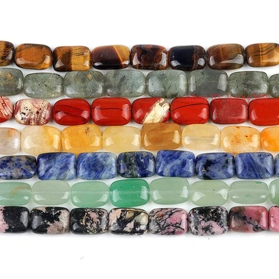 10x14mm Flat Rectangle Agate/Strawberry/Labradorite/Crystal Gems Loose Beads 15" - Image 1 of 4