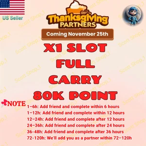 Thanksgiving Partners Event Monopoly Go 🔥 X1 SLOT Full Carry 80K Point - Picture 1 of 2