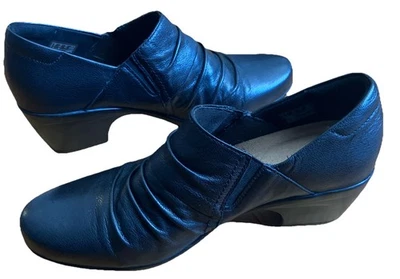 Zapatos informales Clarks para mujer talla 9,5 M de cuero negro mocasín tacón de cuña Foto 1 de 4