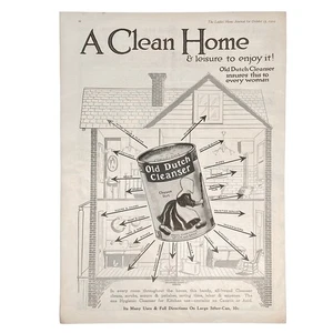 Antiguo limpiador holandés 1910 - Anuncio impreso vintage "Un hogar limpio y ocio para disfrutarlo" - Imagen 1 de 1