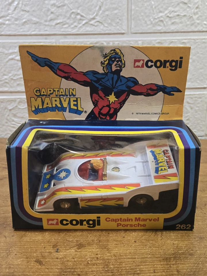 VTG 1977 Corgi #262 CAPTAIN MARVEL PORSCHE, In Original Damaged Box, New - Image 1 of 4