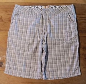 OP Chino Board Shorts Men 40 Gray Plaid Pockets Zip 100% Cotton Ocean Pacific - Picture 1 of 5