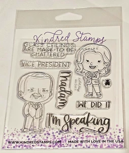 NEW KAMALA Biden We Did It I'm Speaking Kindred Stamps Glass Ceilings Rubber Set - Picture 1 of 2
