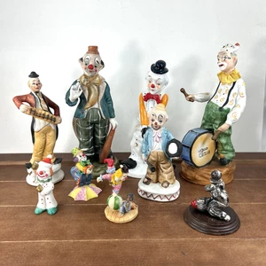 Set of 9, Vintage Circus Clown Figurines Lot, Porcelain Resin Pewter Ceramic - Picture 1 of 8