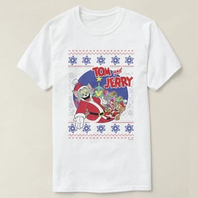 Tom & Jerry Classic Christmas Ugly T Shirt Size S - 5XL Gift For Friends - Image 1 of 4