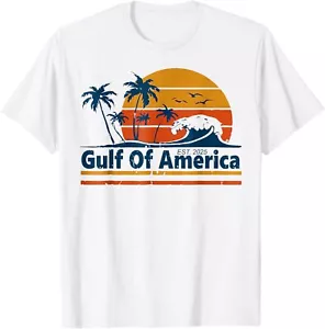 Gulf Of US America Est 2025 Retro Vintage Beach T-Shirt - Picture 1 of 4