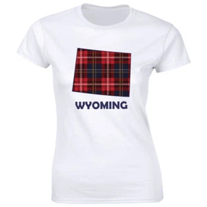 Wyoming Red Plaid State Map Women's T-Shirt Home Pride Christmas Gift Tee Shirt - Picture 1 of 2