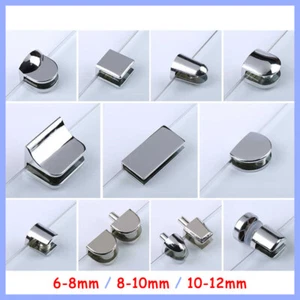 4Pcs 6-12mm Glass Shelf Clamps Brackets Support Clip Chrome Shelves Clamp Tools - Picture 1 of 45