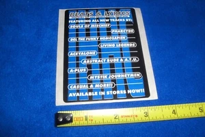 BEATS & LYRICS LP/CD/Cassette PROMO STICKER/Souls Of Mischief/The Pharcyde/1997 - Picture 1 of 1